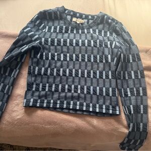 Madewell Blue tonal slightly cropped top